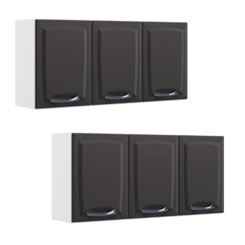 Kit 2 Armários Aéreos Multiuso Itatiaia Aço 3 Portas New Premium Cozinha e Área de Serviço