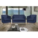 Ver imagem 2 de Kit Namoradeira e 2 Poltronas Titânio Suede Azul Marinho
