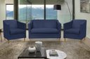 Ver imagem 2 de Kit Namoradeira e 2 Poltronas Titânio Suede Azul Marinho