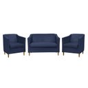 Ver imagem 1 de Kit Namoradeira e 2 Poltronas Titânio Suede Azul Marinho