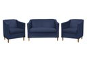 Ver imagem 1 de Kit Namoradeira e 2 Poltronas Titânio Suede Azul Marinho