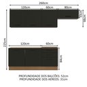 Ver imagem 4 de Armário de Cozinha Completa 260cm Rustic Preto Agata Madesa 02