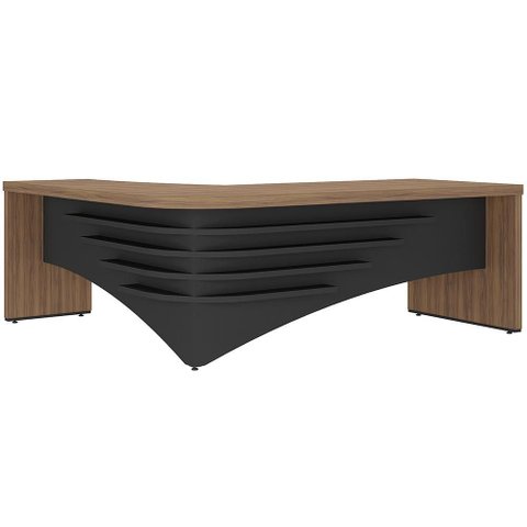 Mesa para Escritório em L Direito 200x180cm Atria Executiva A02 Nogal Preto - Lyam Decor