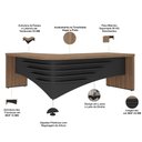 Ver imagem 4 de Mesa para Escritório em L Direito 200x180cm Atria Executiva A02 Nogal Preto - Lyam Decor