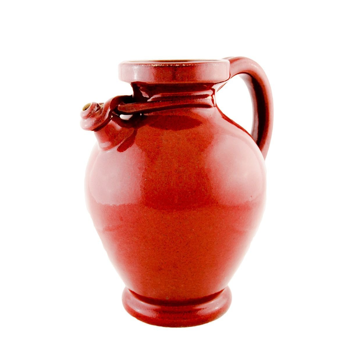 Jarra rústica em cerâmica Craquelê com tom avermelhado e acabamento estonado brilhante