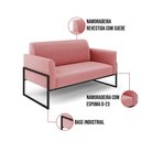 Ver imagem 6 de Sofá Namoradeira com 2 Poltronas Base Industrial Alta Preto Marisa Suede D03 - D\'rossi Cor Rose