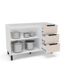 Ver imagem 3 de Balcão para Pia 120 Cm 2 Portas 3 Gavetas Meena Branco Creme Politorno Móveis