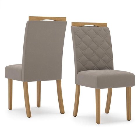 Cadeira para Mesa de Jantar Belle Kit 02 Peças Nature Marrom Amêndoa – Henn