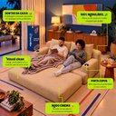 Ver imagem 4 de Sofá Cama Nami 1,50m Xpand Tech Tecido Bouclê Caramelo Cama Inbox