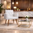 Ver imagem 1 de Poltrona Decorativa Capitone Reforçada Confortável para Sala Branco