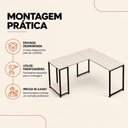 Ver imagem 4 de Escrivaninha em L Cairo Home Office Moderna Preto com Off White