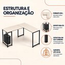 Ver imagem 3 de Escrivaninha em L Cairo Home Office Moderna Preto com Off White