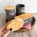 Ver imagem 6 de Lata Porta Condimentos Sugar Pote Para Açúcar Aço e Bambu Haus Concept Warm Gray