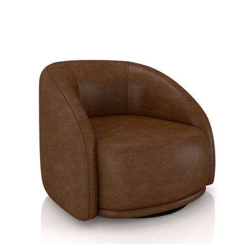 Poltrona Decorativa Jenny Base Giratória em Metal Preto Pu Marrom G45 - Gran Belo