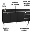 Ver imagem 4 de Balcao Para Pia 146 cm 3 Portas Andreia Preto REAJL