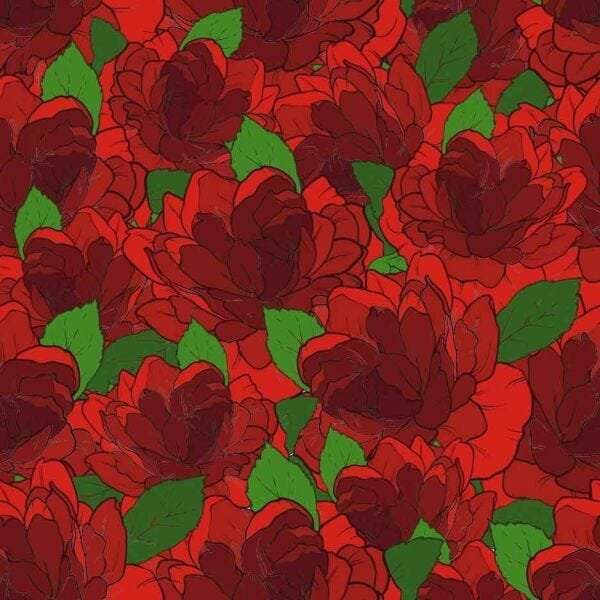 Papel de parede floral - Vermelho bordô 300 x 59cm - 1