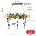 Ver imagem 2 de Luminária Rústica de Madeira Maciça 95cm com 3 Pendentes Ouro Velho + Plantas