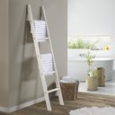Ver imagem 2 de Escada Decorativa Porta-Roupas de Madeira Maciça Branco Envelhecido