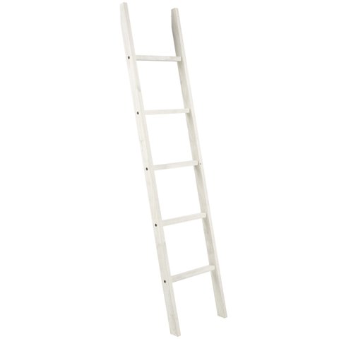 Escada Decorativa Porta-Roupas de Madeira Maciça Branco Envelhecido