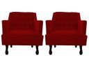 Ver imagem 1 de Kit 2 Poltronas Decorativa Julia Suede Vermelho Pés Madeira Ms Decor