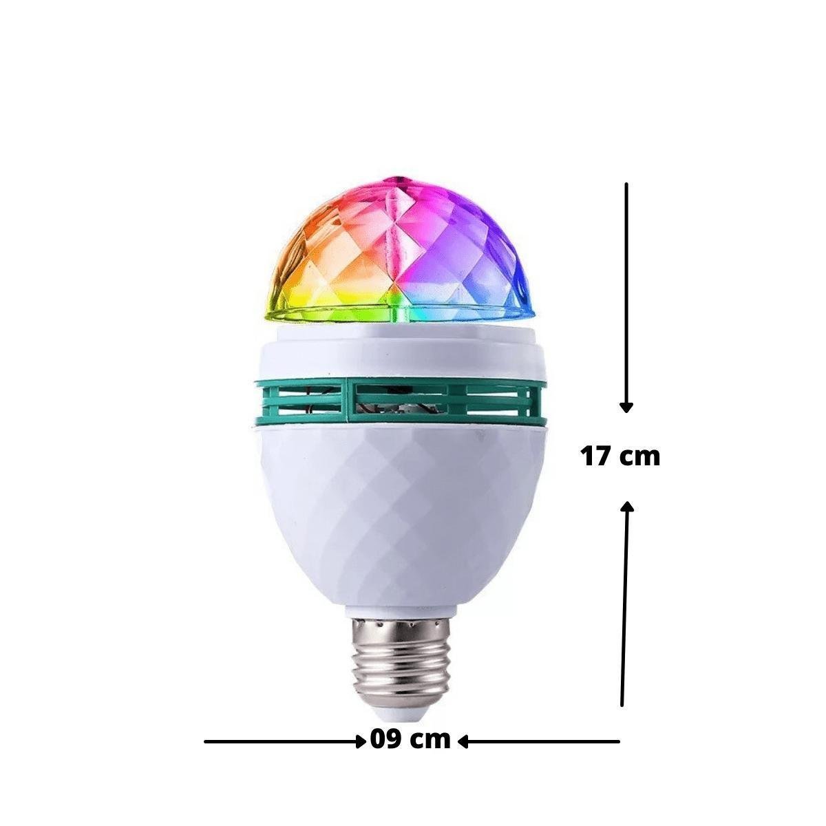 Lâmpada Led Globo Colorida Rotativa Giratória Festa MadeiraMadeira