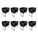 Ver imagem 1 de Kit 8 Cadeiras de Jantar Premium Base de Ferro Preta Veludo Preto