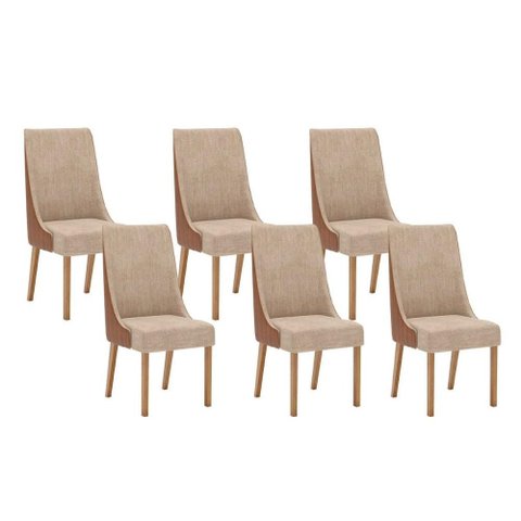 Kit 6 Cadeiras Sala Jantar Ivy 6 Un Nature/courano/caramelo/creme - Henn