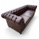 Ver imagem 5 de Sofá Chesterfield Couro Marrom 3 Lugares Ideal para Sala e Hall de Entrada