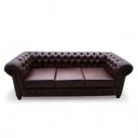 Ver imagem 3 de Sofá Chesterfield Couro Marrom 3 Lugares Ideal para Sala e Hall de Entrada