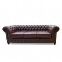 Ver imagem 1 de Sofá Chesterfield Couro Marrom 3 Lugares Ideal para Sala e Hall de Entrada