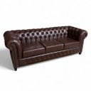 Ver imagem 4 de Sofá Chesterfield Couro Marrom 3 Lugares Ideal para Sala e Hall de Entrada
