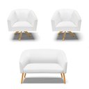 Ver imagem 1 de Kit 1 Namoradeira E 2 Poltronas Base Madeira Branco