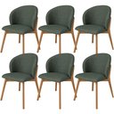 Ver imagem 1 de Kit 06 Cadeiras de Jantar e Estar Living Estofada Mia L02 Linho Verde Musgo - Lyam Decor