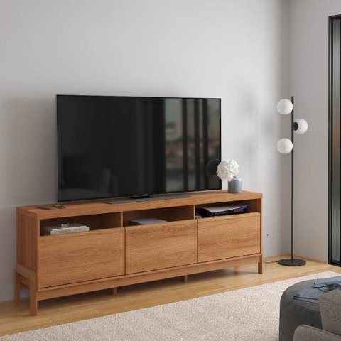 Rack Elegance 1.9 para Tv até 75 Polegadas 1 Porta 2 Gavetas Jequitibá - Lukaliam
