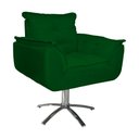 Ver imagem 3 de Poltrona Decorativa Estofada Base Giratória de Metal Opala Suede Verde - LM DECOR