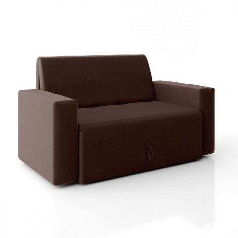 Sofá Cama Casal 5000 com Braço Veludo Marrom Mamflex Tabaco