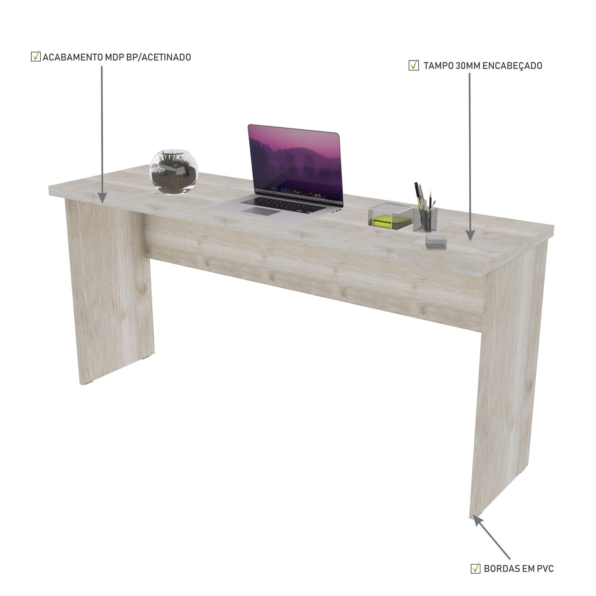 Mesa Para Computador Work 15 Mm Office 150 X 45 Cm - 4