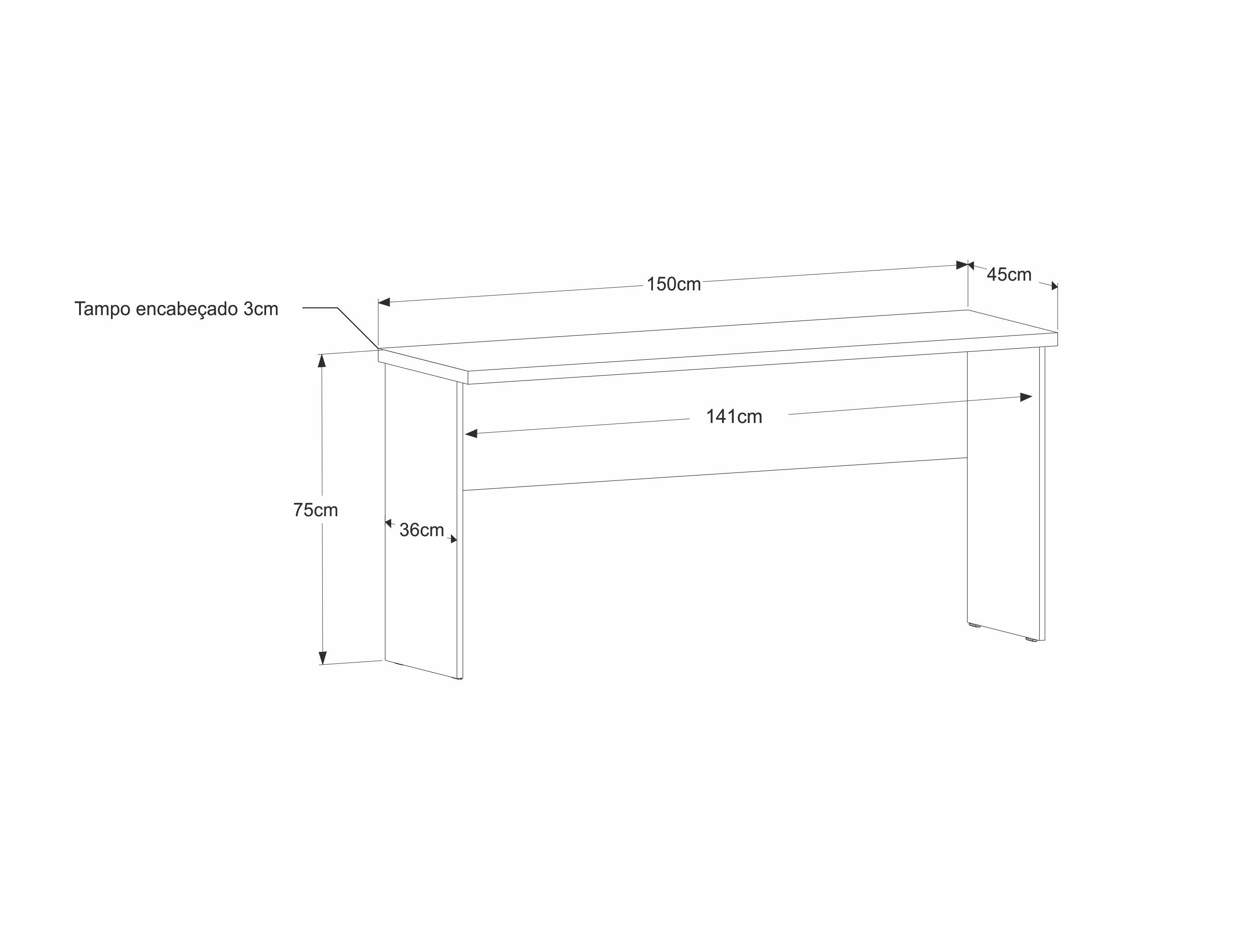 Mesa Para Computador Work 15 Mm Office 150 X 45 Cm - 5