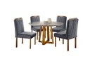 Ver imagem 1 de Conjunto Sala de Jantar 4 Lugares Mesa Redonda Natalle 100cm e Cadeiras Madeira Maciça