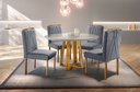 Ver imagem 2 de Conjunto Sala de Jantar 4 Lugares Mesa Redonda Natalle 100cm e Cadeiras Madeira Maciça