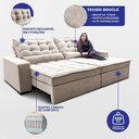 Ver imagem 3 de Sofá Retrátil e Reclinável 2,72m Molas Ensacadas Belle Boucle Bege Claro Cama Inbox