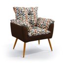 Ver imagem 2 de Kit 2 Poltronas Opala Suede Estampado Laranja com Marrom Aradecor