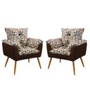 Ver imagem 1 de Kit 2 Poltronas Opala Suede Estampado Laranja com Marrom Aradecor