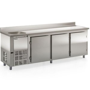 Balcão de Encosto com 3 Portas e 1 Pia Lado Esquerdo Gbfe250ce Gelopar Balcão 765 Litros Inox 110v