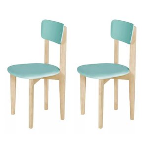 Kit 2 Cadeiras Infantil Elisa Assento Suede Verde Base em Madeira Maciça