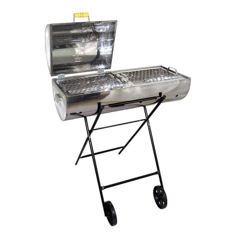 Churrasqueira Mega Grill Mista Inox com 2 Grelhas 94x75x30cm