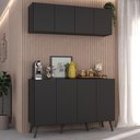 Ver imagem 2 de Conjunto Cantinho do Café Retrô Armário e Aparador 4 Portas Multimóveis Mp1084 Preto