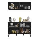 Ver imagem 4 de Conjunto Cantinho do Café Retrô Armário e Aparador 4 Portas Multimóveis Mp1084 Preto