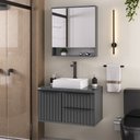 Ver imagem 1 de Conjunto Ripado para Banheiro Cecília 60cm Suspenso Fabribam - Gabinete, Espelheira e Cuba Quadrada