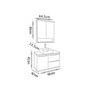 Ver imagem 6 de Conjunto Ripado para Banheiro Cecília 60cm Suspenso Fabribam - Gabinete, Espelheira e Cuba Quadrada
